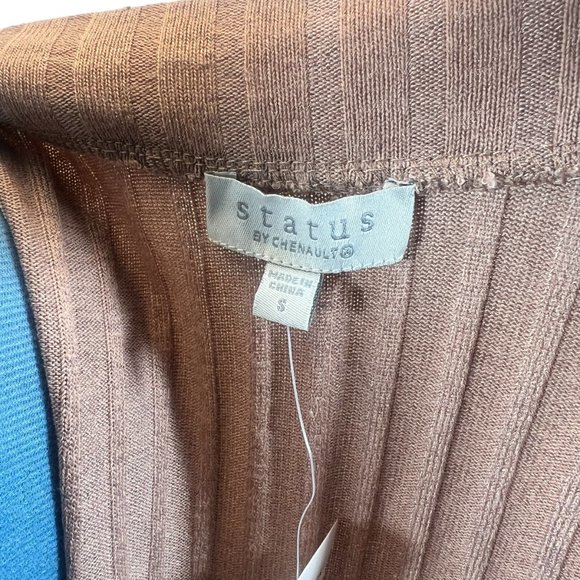 NWT Status by Chenault Ribbed Duster Cardigan Women Camel Size Small Casualwear - Picture 3 of 10